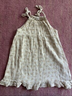 Angel Dear Cream Organic Cotton Gauze Ditsy Floral Twirly Dress